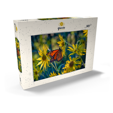 Darstellung des Puzzle Motivs The Monarch and the Sunflower 500 Puzzle Schachtel Ansicht2