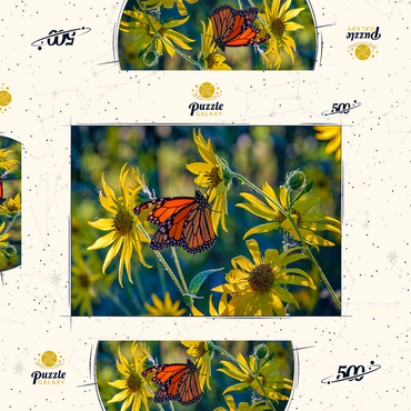 Darstellung des Puzzle Motivs The Monarch and the Sunflower 500 Puzzle Schachtel 3D Modell