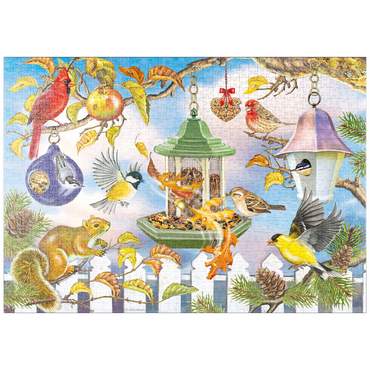 Darstellung des Puzzle Motivs puzzleplate Backyard Birds In Autumn 1000 Puzzle
