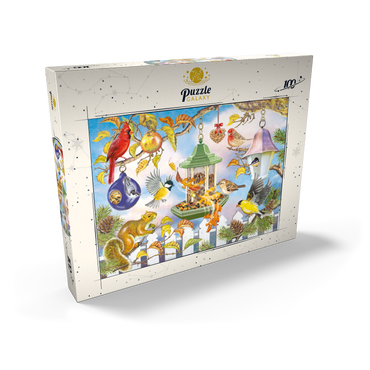 Darstellung des Puzzle Motivs Backyard Birds In Autumn 100 Puzzle Schachtel Ansicht2