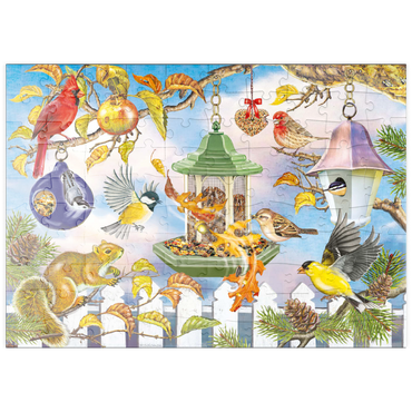 Darstellung des Puzzle Motivs puzzleplate Backyard Birds In Autumn 100 Puzzle