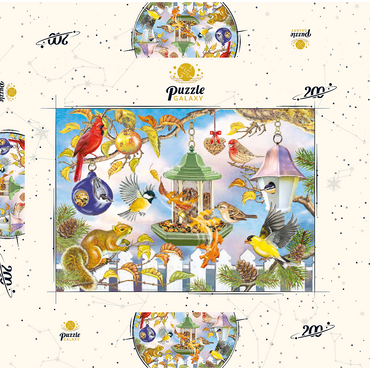 Darstellung des Puzzle Motivs Backyard Birds In Autumn 200 Puzzle Schachtel 3D Modell