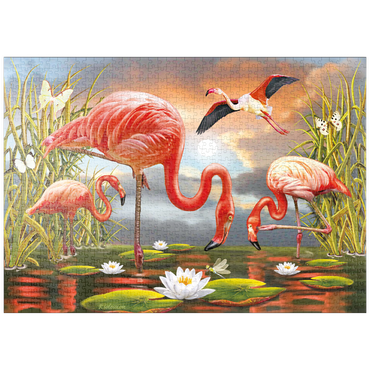 Darstellung des Puzzle Motivs puzzleplate Flamingoes 1000 Puzzle