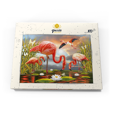 Darstellung des Puzzle Motivs Flamingoes 100 Puzzle Schachtel Ansicht3