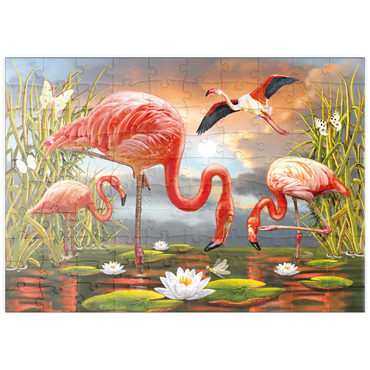 Darstellung des Puzzle Motivs puzzleplate Flamingoes 100 Puzzle
