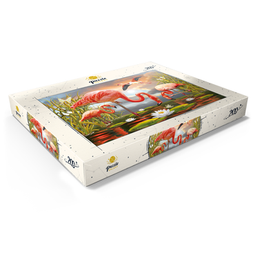 Darstellung des Puzzle Motivs Flamingoes 200 Puzzle Schachtel Ansicht1