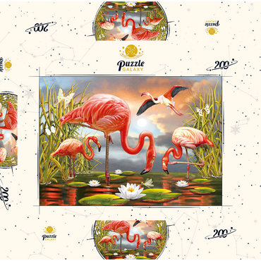 Darstellung des Puzzle Motivs Flamingoes 200 Puzzle Schachtel 3D Modell