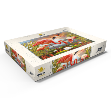 Darstellung des Puzzle Motivs Flamingoes 500 Puzzle Schachtel Ansicht1