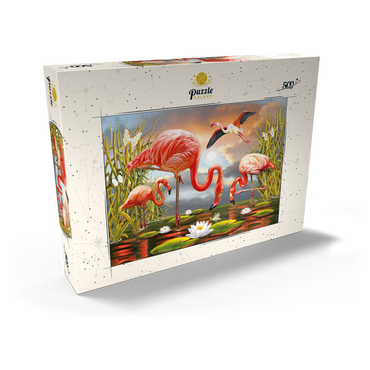 Darstellung des Puzzle Motivs Flamingoes 500 Puzzle Schachtel Ansicht2