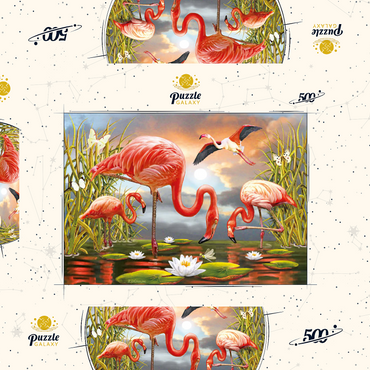 Darstellung des Puzzle Motivs Flamingoes 500 Puzzle Schachtel 3D Modell
