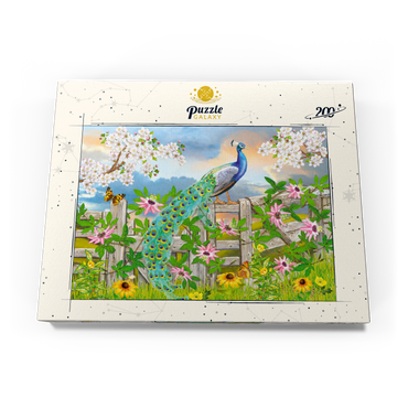 Darstellung des Puzzle Motivs Peacock On Fence 200 Puzzle Schachtel Ansicht3