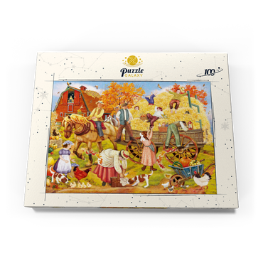 Darstellung des Puzzle Motivs Hitching Up For The Hayride 100 Puzzle Schachtel Ansicht3