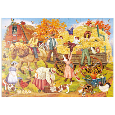 Darstellung des Puzzle Motivs puzzleplate Hitching Up For The Hayride 100 Puzzle