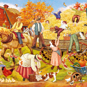 Darstellung des Puzzle Motivs Hitching Up For The Hayride 100 Puzzle 3D Modell