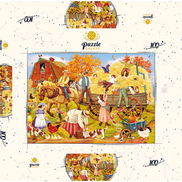 Darstellung des Puzzle Motivs Hitching Up For The Hayride 100 Puzzle Schachtel 3D Modell