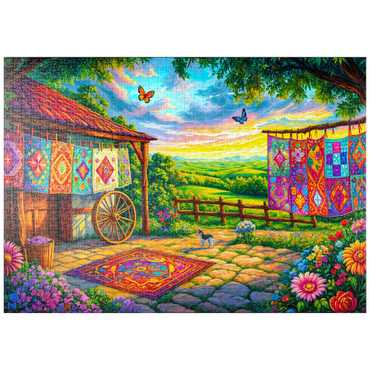 Darstellung des Puzzle Motivs puzzleplate Quilts and Butterflies 1000 Puzzle