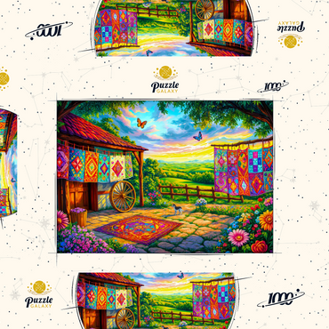 Darstellung des Puzzle Motivs Quilts and Butterflies 1000 Puzzle Schachtel 3D Modell