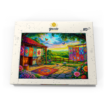 Darstellung des Puzzle Motivs Quilts and Butterflies 100 Puzzle Schachtel Ansicht3