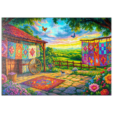 Darstellung des Puzzle Motivs puzzleplate Quilts and Butterflies 500 Puzzle