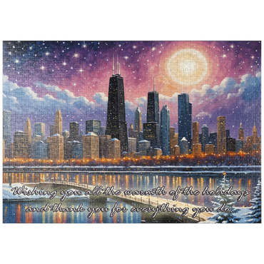 Darstellung des Puzzle Motivs puzzleplate Snowy Fantasy Chicago Skyline 1000 Puzzle