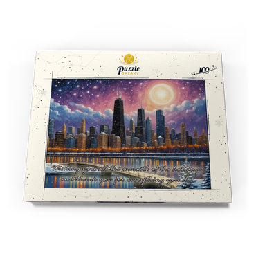 Darstellung des Puzzle Motivs Snowy Fantasy Chicago Skyline 100 Puzzle Schachtel Ansicht3