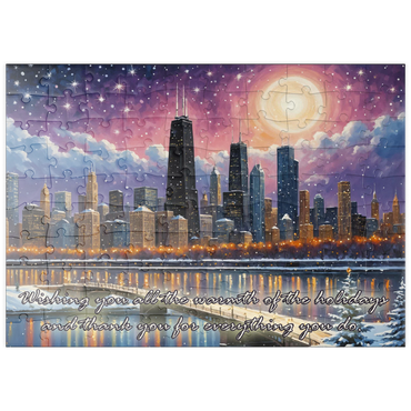 Darstellung des Puzzle Motivs puzzleplate Snowy Fantasy Chicago Skyline 100 Puzzle