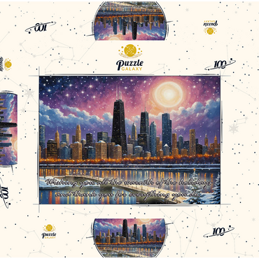 Darstellung des Puzzle Motivs Snowy Fantasy Chicago Skyline 100 Puzzle Schachtel 3D Modell