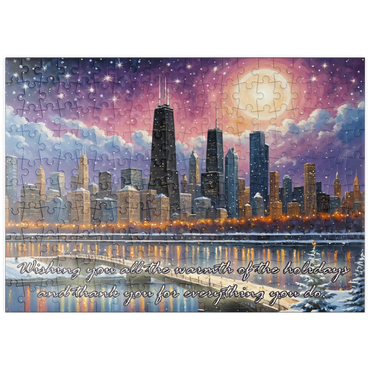 Darstellung des Puzzle Motivs puzzleplate Snowy Fantasy Chicago Skyline 200 Puzzle