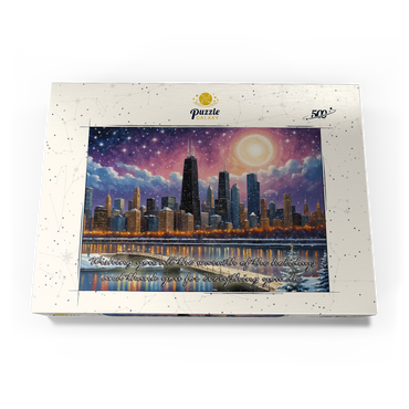 Darstellung des Puzzle Motivs Snowy Fantasy Chicago Skyline 500 Puzzle Schachtel Ansicht3