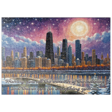 Darstellung des Puzzle Motivs puzzleplate Snowy Fantasy Chicago Skyline 500 Puzzle