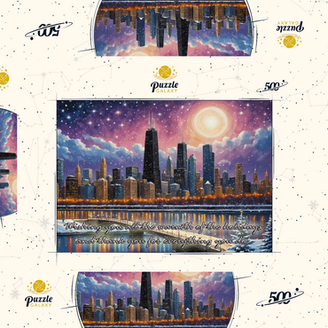 Darstellung des Puzzle Motivs Snowy Fantasy Chicago Skyline 500 Puzzle Schachtel 3D Modell