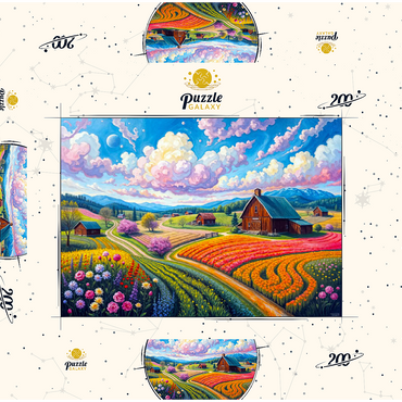 Darstellung des Puzzle Motivs Flower Fields In The Valley 200 Puzzle Schachtel 3D Modell