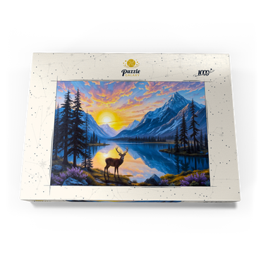 Darstellung des Puzzle Motivs Deer at Sunset 1000 Puzzle Schachtel Ansicht3