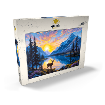 Darstellung des Puzzle Motivs Deer at Sunset 100 Puzzle Schachtel Ansicht2