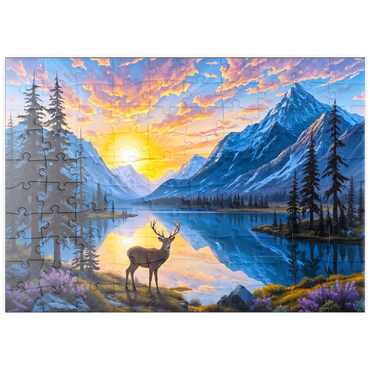 Darstellung des Puzzle Motivs puzzleplate Deer at Sunset 100 Puzzle