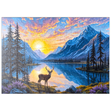 Darstellung des Puzzle Motivs puzzleplate Deer at Sunset 200 Puzzle