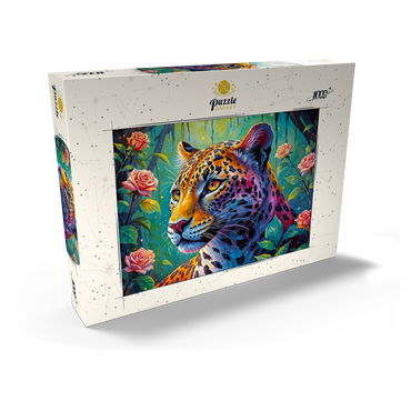 Darstellung des Puzzle Motivs Jungle Roses Jaguar 1000 Puzzle Schachtel Ansicht2
