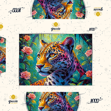 Darstellung des Puzzle Motivs Jungle Roses Jaguar 1000 Puzzle Schachtel 3D Modell