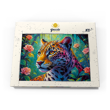 Darstellung des Puzzle Motivs Jungle Roses Jaguar 100 Puzzle Schachtel Ansicht3