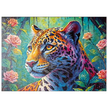 Darstellung des Puzzle Motivs puzzleplate Jungle Roses Jaguar 200 Puzzle