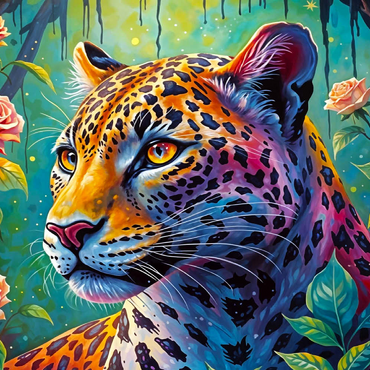 Darstellung des Puzzle Motivs Jungle Roses Jaguar 200 Puzzle 3D Modell