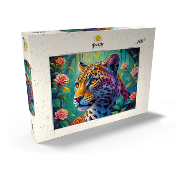 Darstellung des Puzzle Motivs Jungle Roses Jaguar 500 Puzzle Schachtel Ansicht2