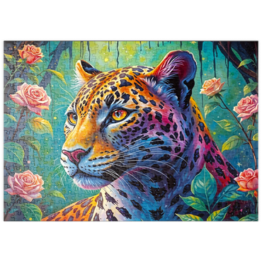 Darstellung des Puzzle Motivs puzzleplate Jungle Roses Jaguar 500 Puzzle
