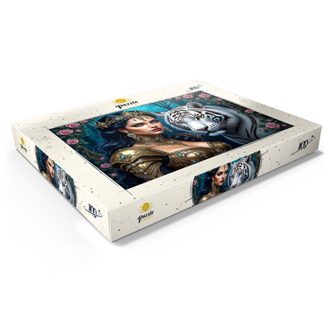Darstellung des Puzzle Motivs Warrior Queen with White Tiger 100 Puzzle Schachtel Ansicht1
