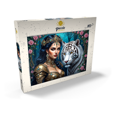Darstellung des Puzzle Motivs Warrior Queen with White Tiger 100 Puzzle Schachtel Ansicht2