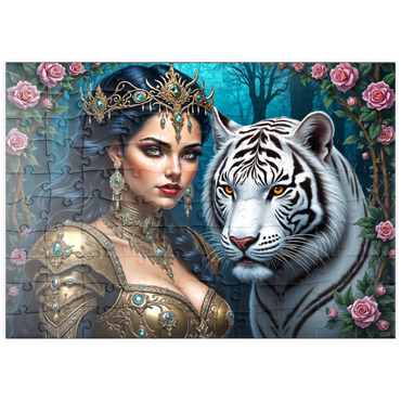 Darstellung des Puzzle Motivs puzzleplate Warrior Queen with White Tiger 100 Puzzle