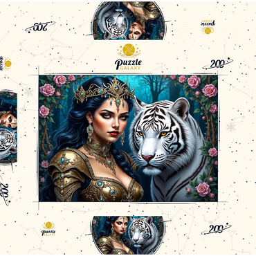 Darstellung des Puzzle Motivs Warrior Queen with White Tiger 200 Puzzle Schachtel 3D Modell