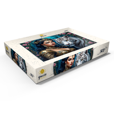 Darstellung des Puzzle Motivs Warrior Queen with White Tiger 500 Puzzle Schachtel Ansicht1