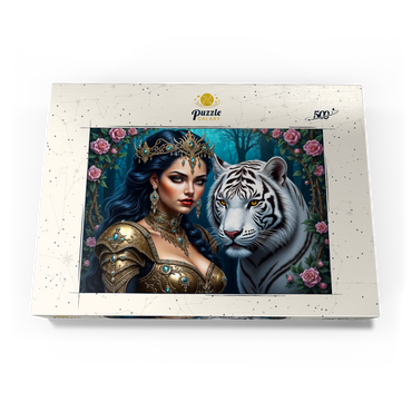 Darstellung des Puzzle Motivs Warrior Queen with White Tiger 500 Puzzle Schachtel Ansicht3