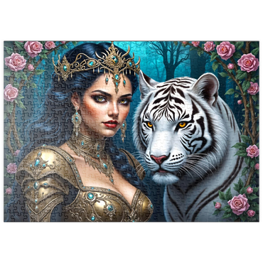 Darstellung des Puzzle Motivs puzzleplate Warrior Queen with White Tiger 500 Puzzle